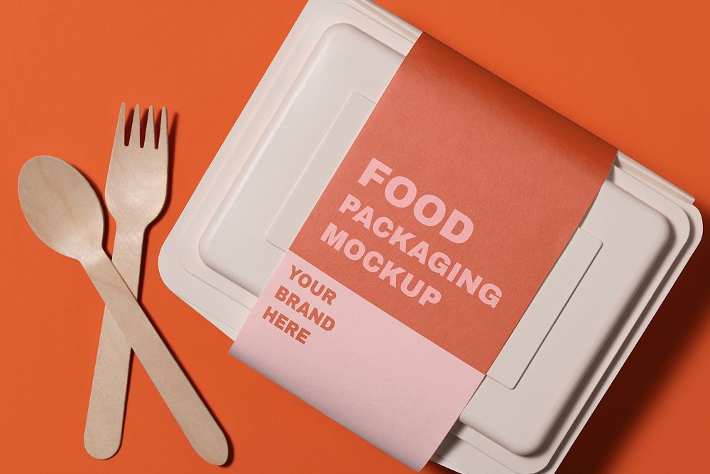 Food box label mockup psd, eco-friendly product packaging design