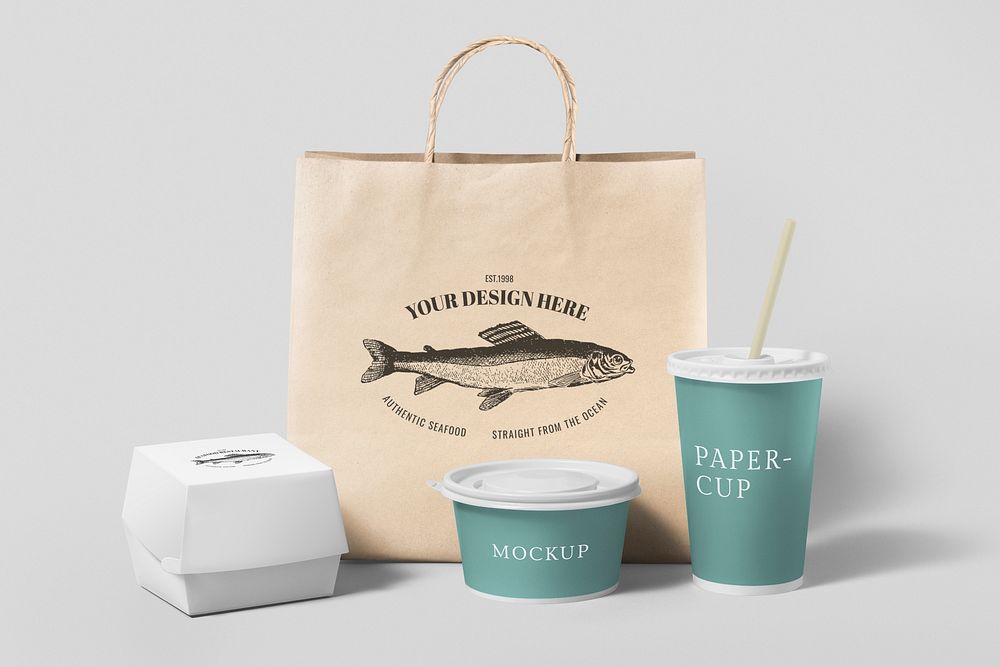 Food delivery mockup psd, eco-friendly product branding, new normal lifestyle concept