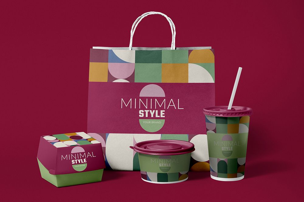 Food packaging mockup, product branding psd, eco-friendly design, flat lay set