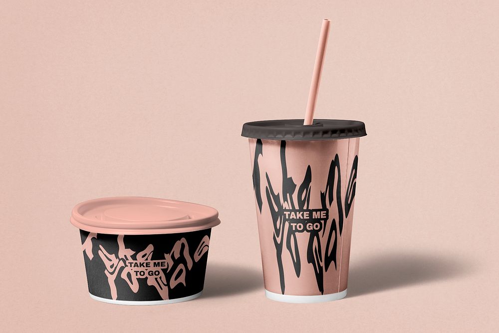 Paper cup mockup psd, product branding design, food packaging