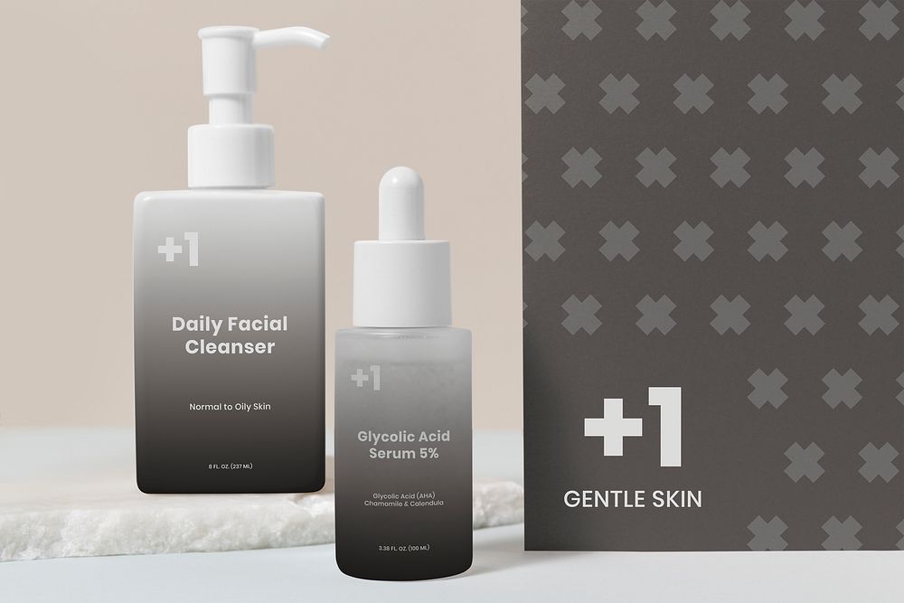 Skincare bottles mockup psd, business branding, beauty product packaging design