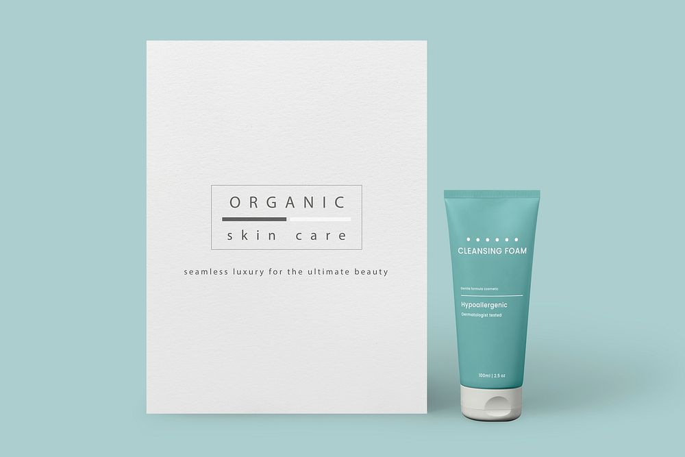 Beauty business branding mockup psd, skincare tube and paper design