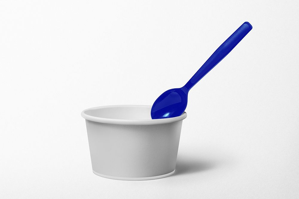 Food cup with spoon, restaurant food delivery concept