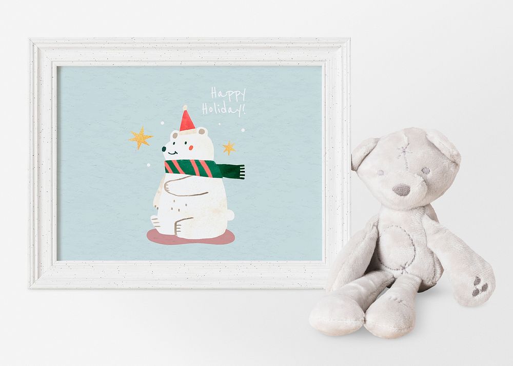 Picture frame mockup psd, festive decoration for kids room, isolated object