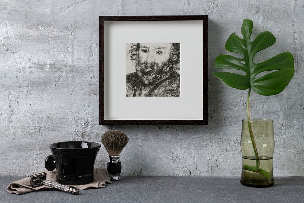 Picture frame mockup psd, masculine home decor, artwork by Paul C&eacute;zanne