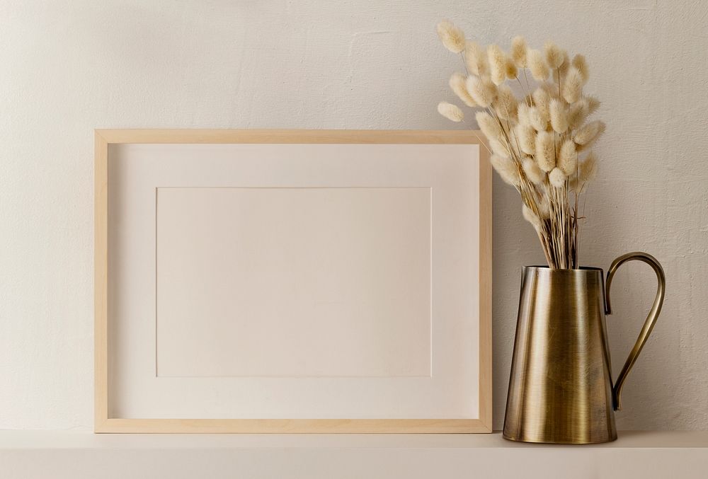 Blank photo frame, rustic home interior decor