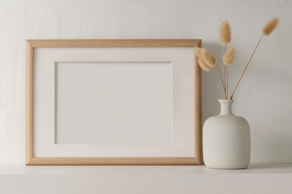 Blank photo frame, minimal rustic home interior decor