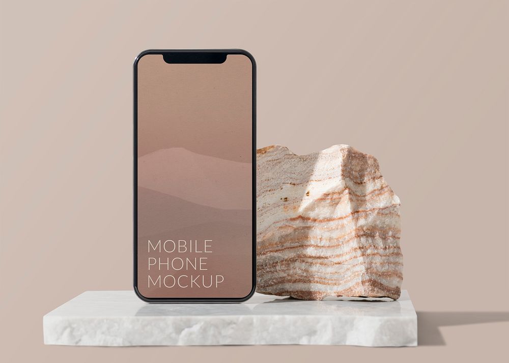 Smartphone mockup, screen psd, pink modern product backdrop