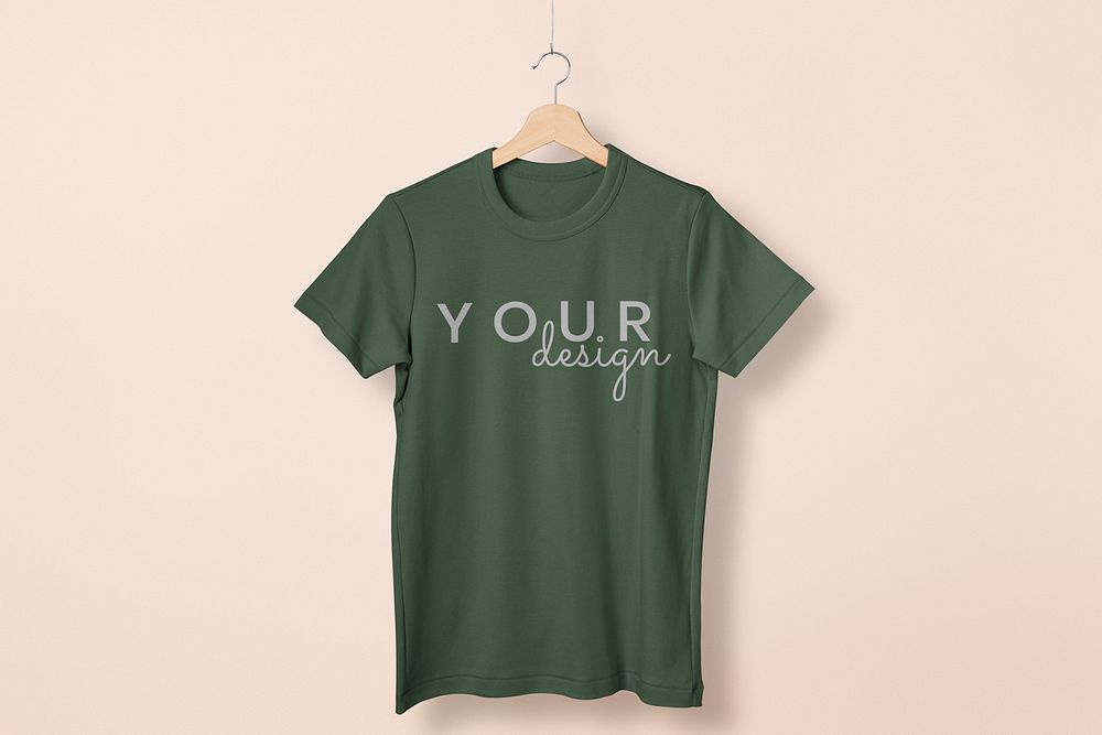 Green t-shirt mockup, simple apparel in unisex design psd