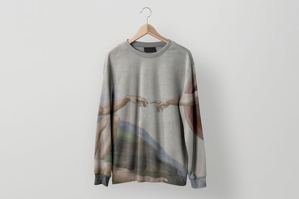 Aesthetic sweater mockup, winter apparel with creation of Adam design psd