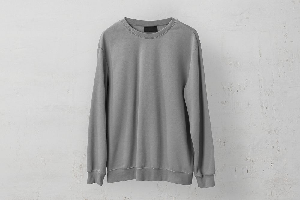 Grey sweater mockup, winter apparel in unisex design psd