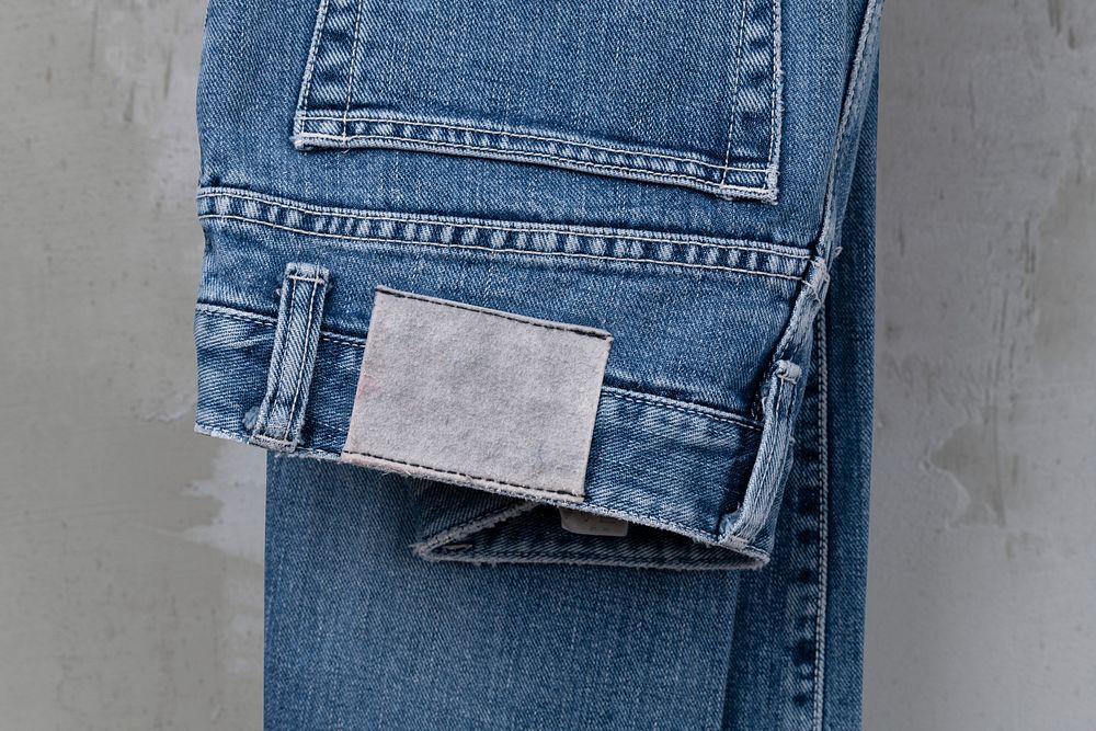 Jeans label, casual fashion in realistic design 