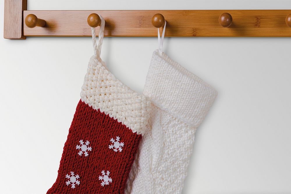 Christmas socks mockup, festive decoration in realistic design psd