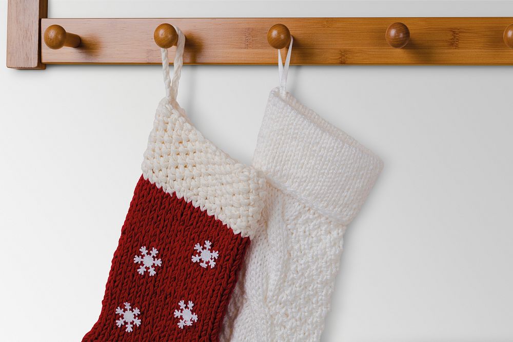 Christmas socks, festive decoration in realistic design