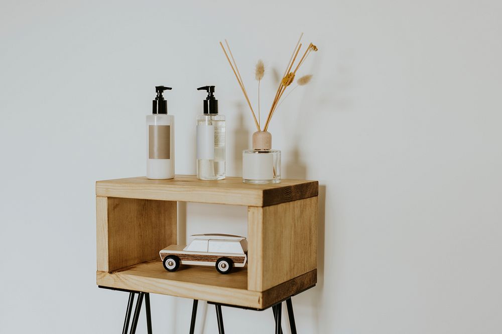 Aesthetic bedside table, natural home decor
