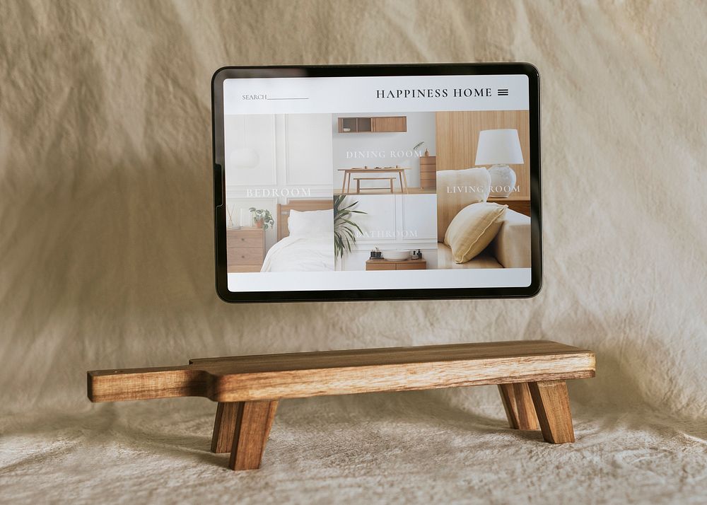 Digital tablet mockup psd, aesthetic home decor