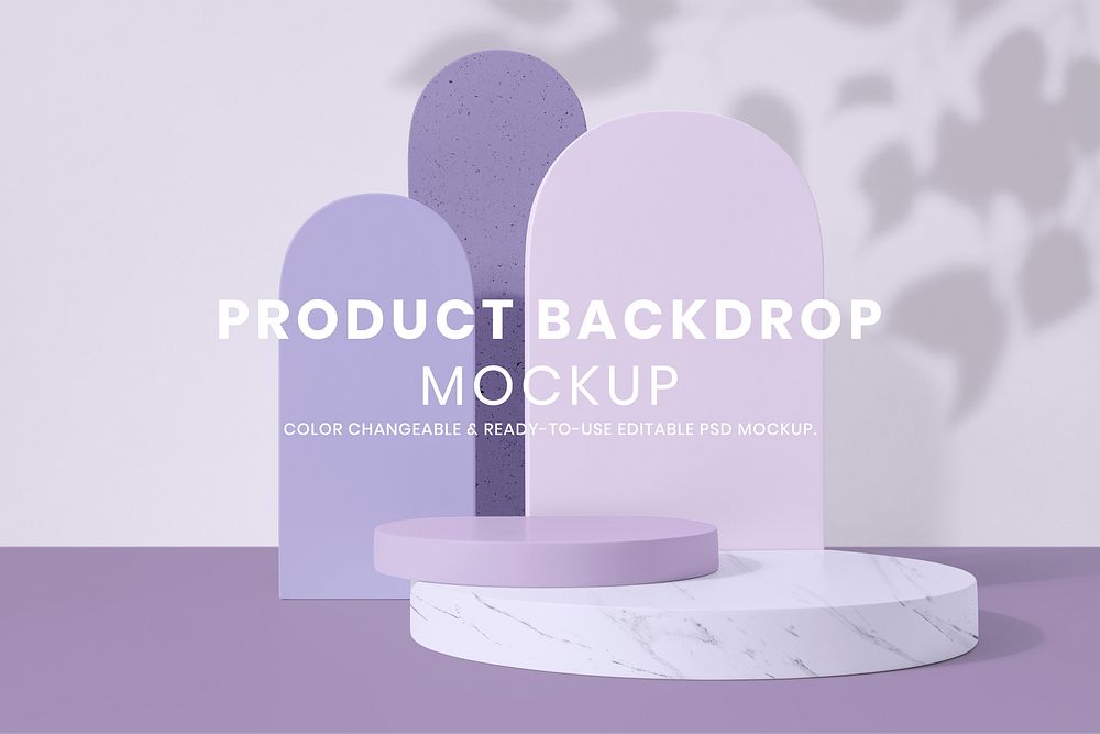 Purple product backdrop mockup, dreamscape 3d design, editable psd