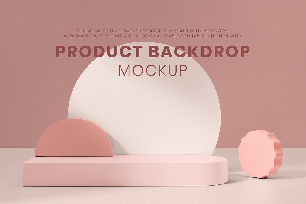 Pink product backdrop mockup, dreamscape 3d design, editable psd