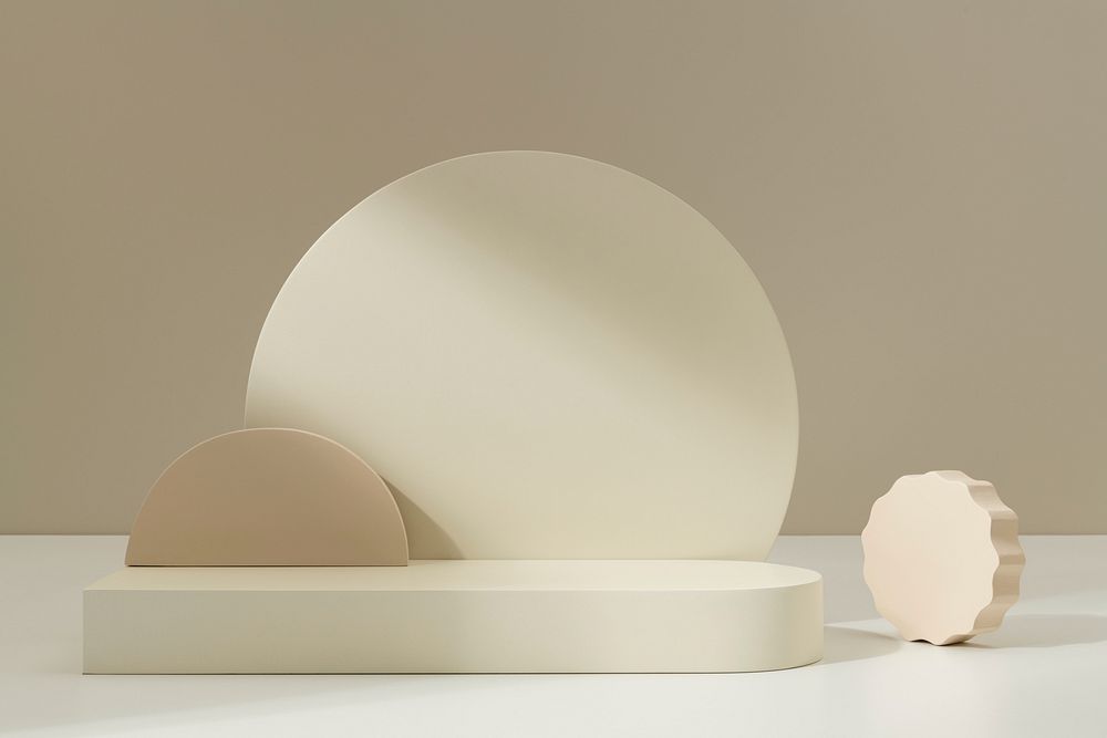 Abstract background with beige geometric 3d podiums