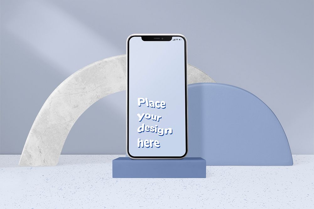 Mobile screen mockup psd, digital device, blue product backdrop design