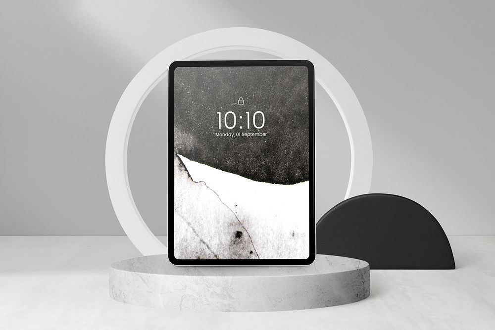 Tablet screen mockup psd, aesthetic backdrop design