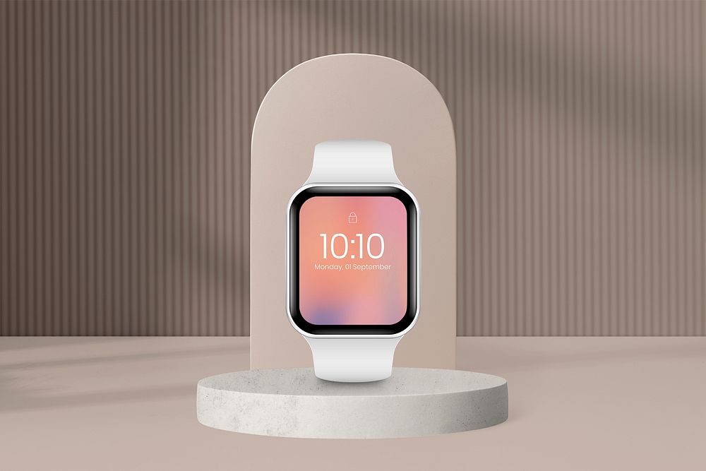 Smartwatch screen mockup psd, aesthetic backdrop design