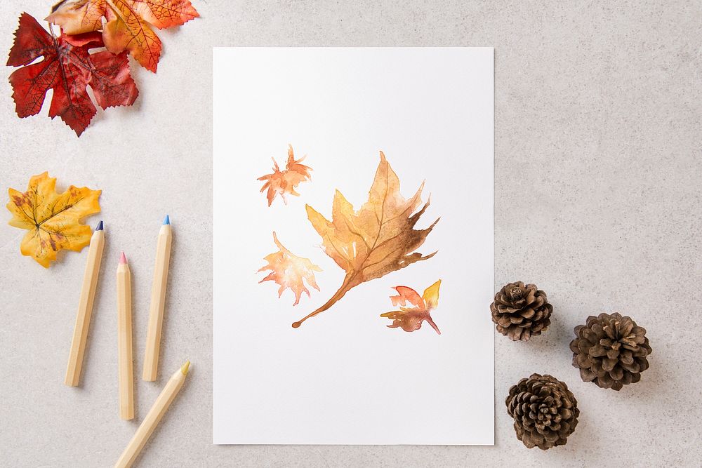 Paper flat lay design, autumn vibes decoration