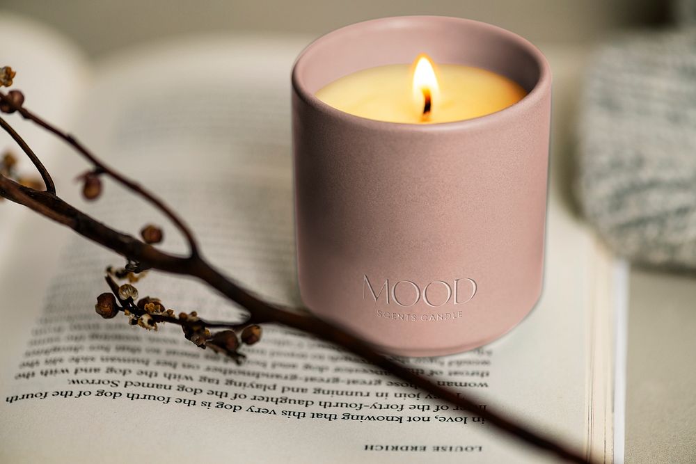Aromatic candle label mockup psd product branding