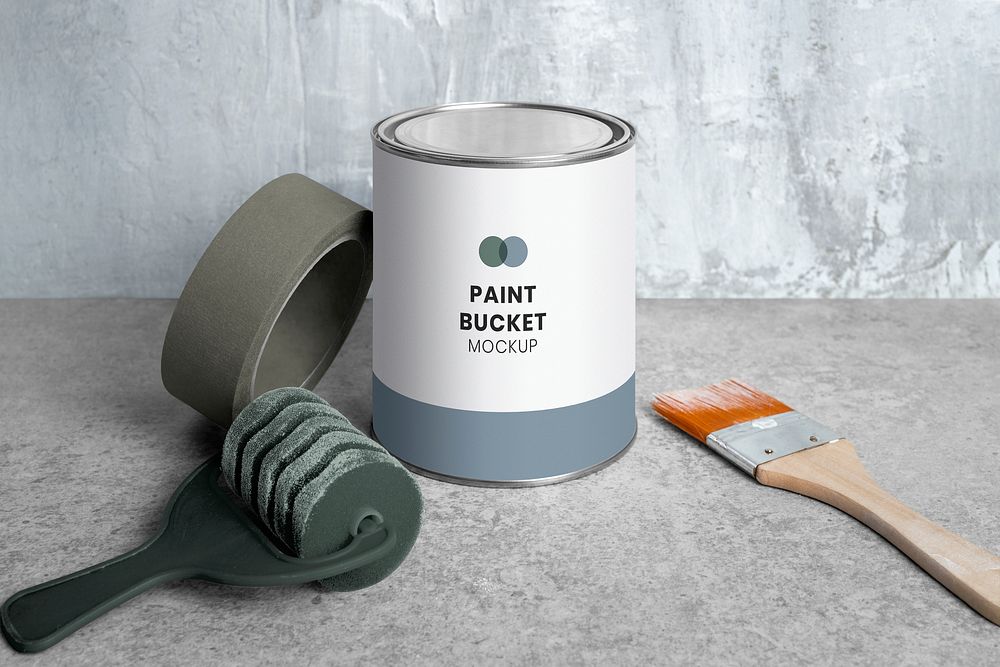 Paint bucket mockup, DIY home decor psd