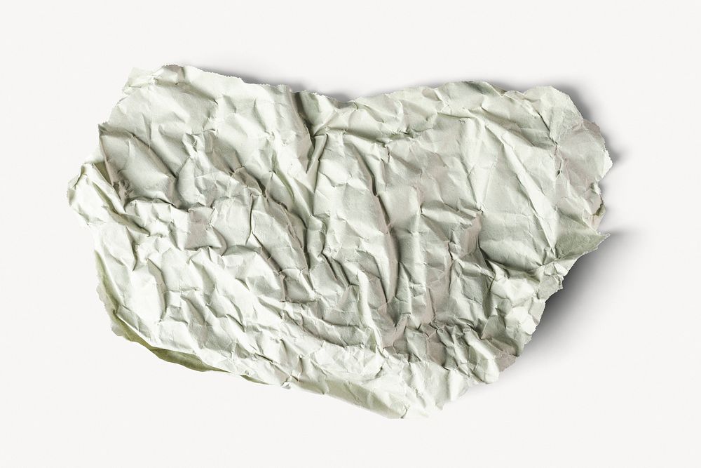 Crumpled old paper, white background