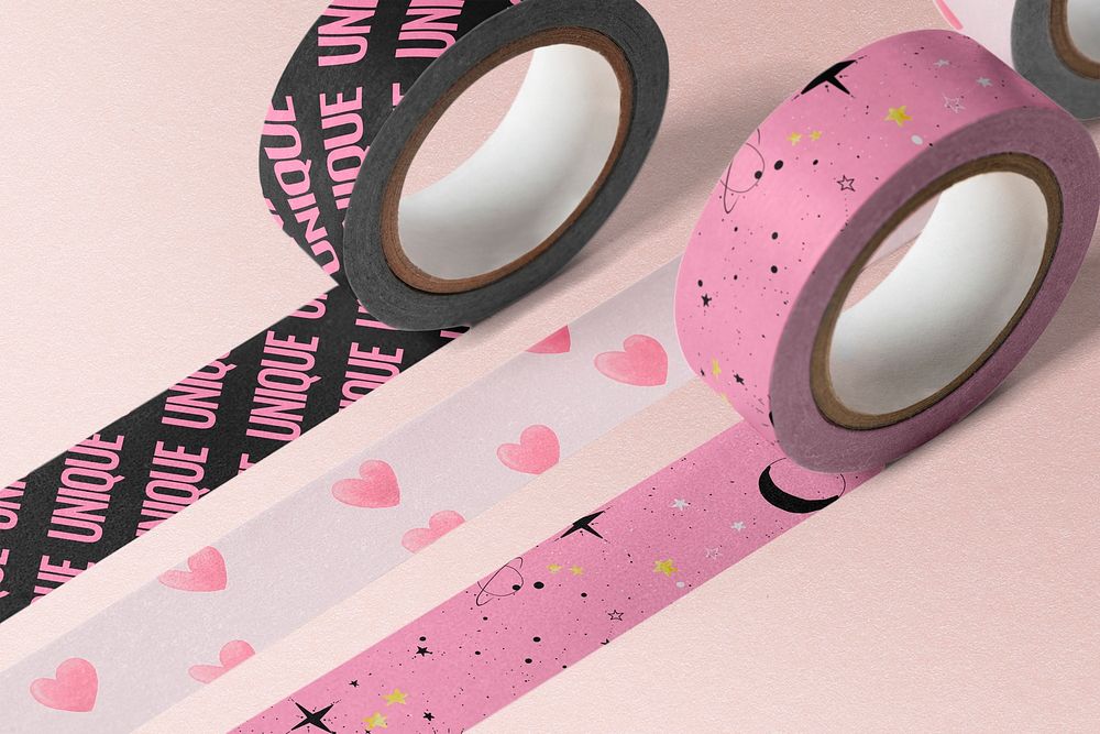 Pink tape rolls, stationery element