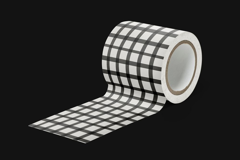 Tape roll mockup, grid stationery design psd
