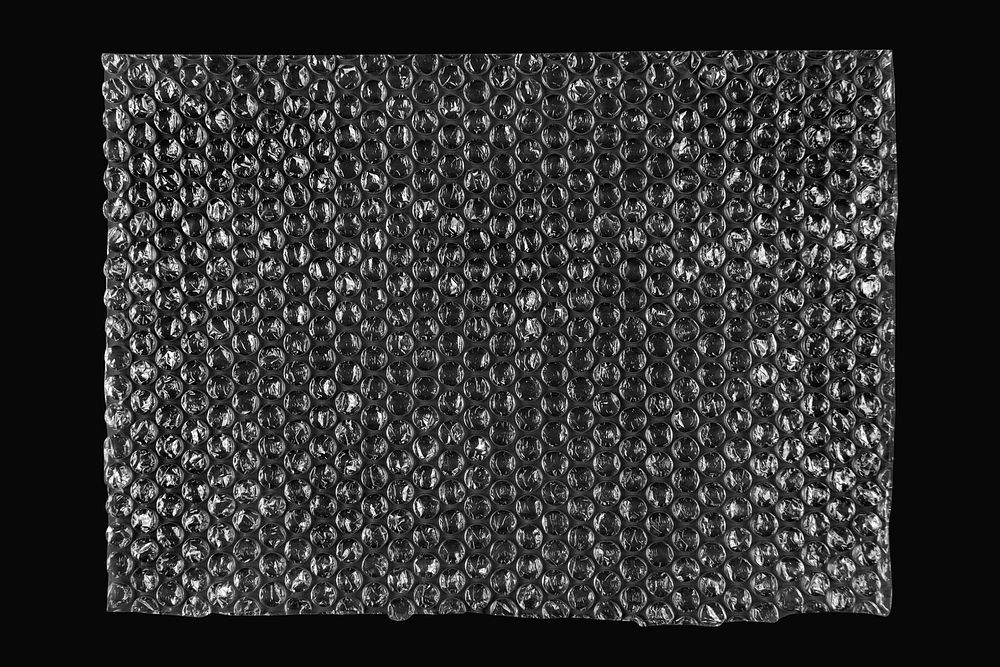Bubble wrap collage element, black background psd