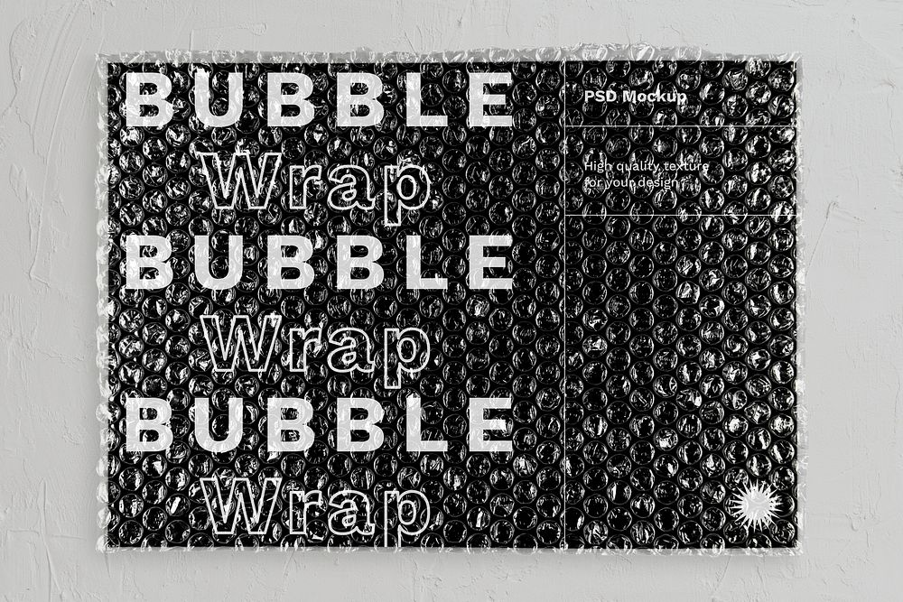 Bubble wrap mockup, product packaging design with book psd