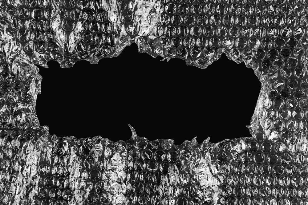 Bubble wrap frame mockup, black background psd