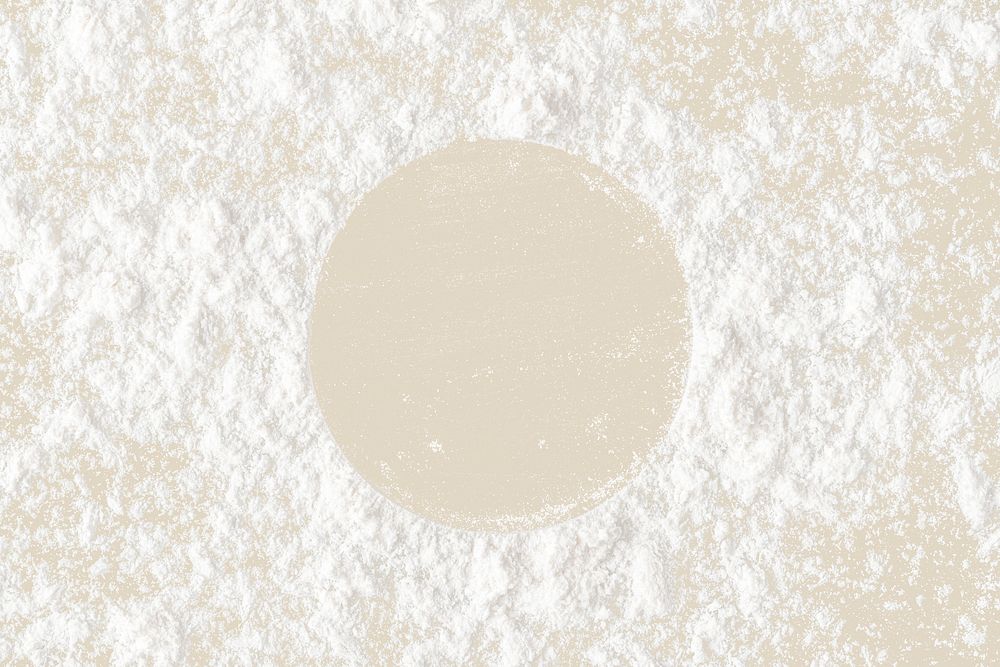 White powder round frame, beige background