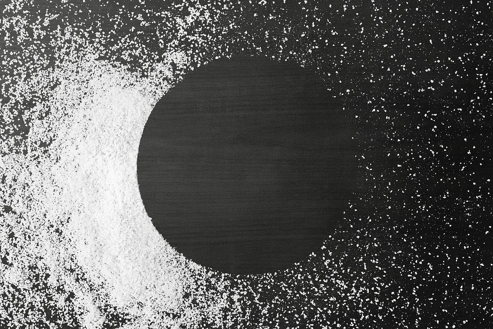 White powder frame, black background psd