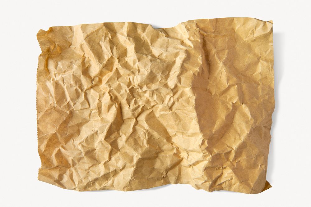Beige crumpled craft paper with copy space