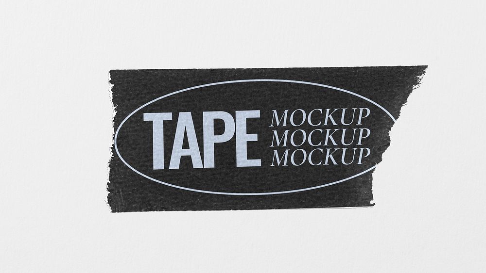 Tape mockup, black stationery design psd