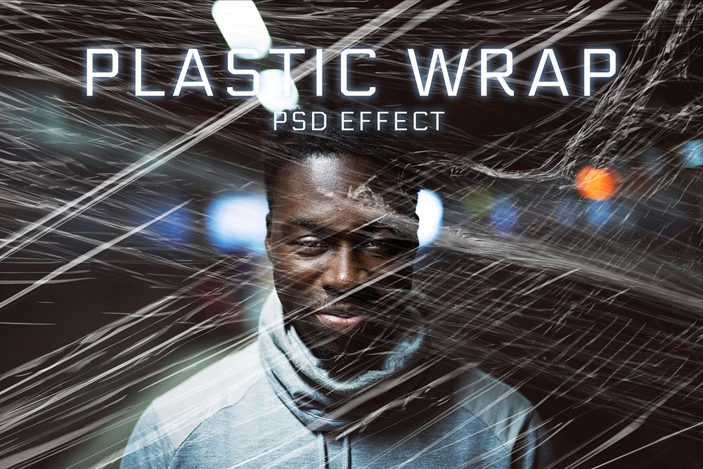 Plastic wrap PSD effect photoshop add-on remixed media