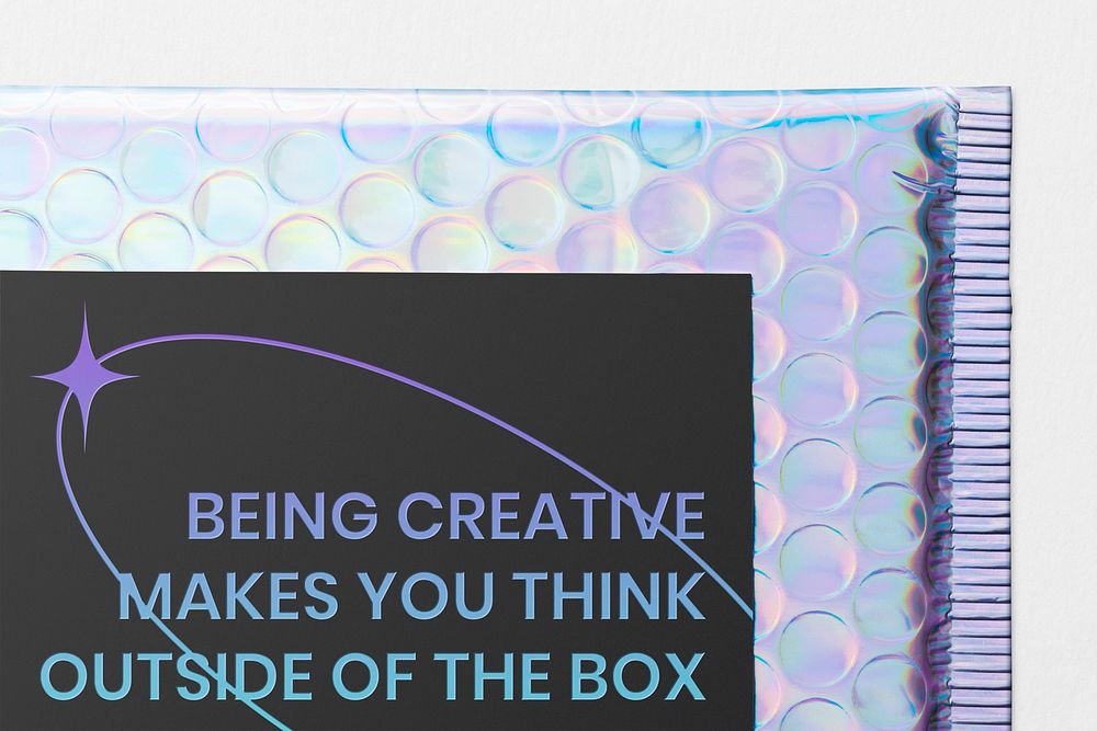 Iridescent bubble mailer bag, shipping packaging design