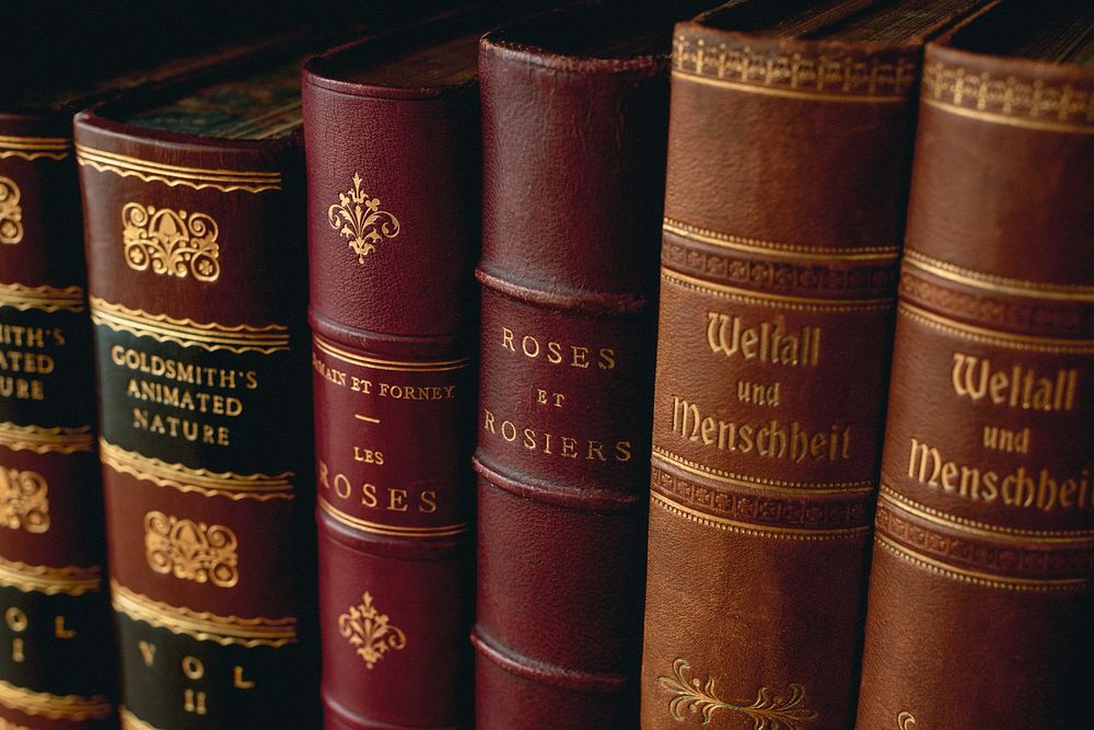 Antique books, from our own original public domain library collection.