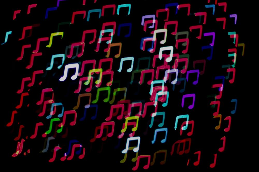 Colorful musical note background psd