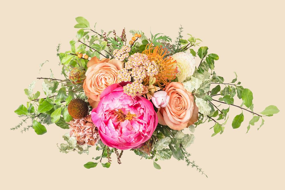 Flower bouquet, collage element psd