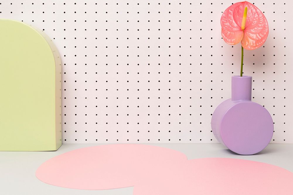 Floral geometric product backdrop mockup, pastel design psd