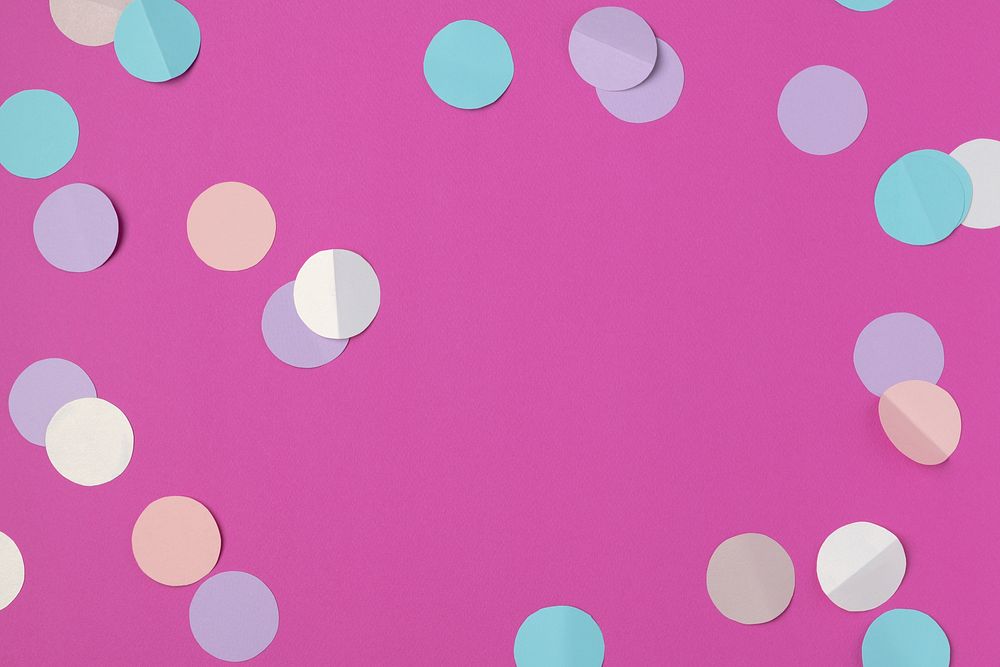 Pink confetti background, paper craft, celebration concept