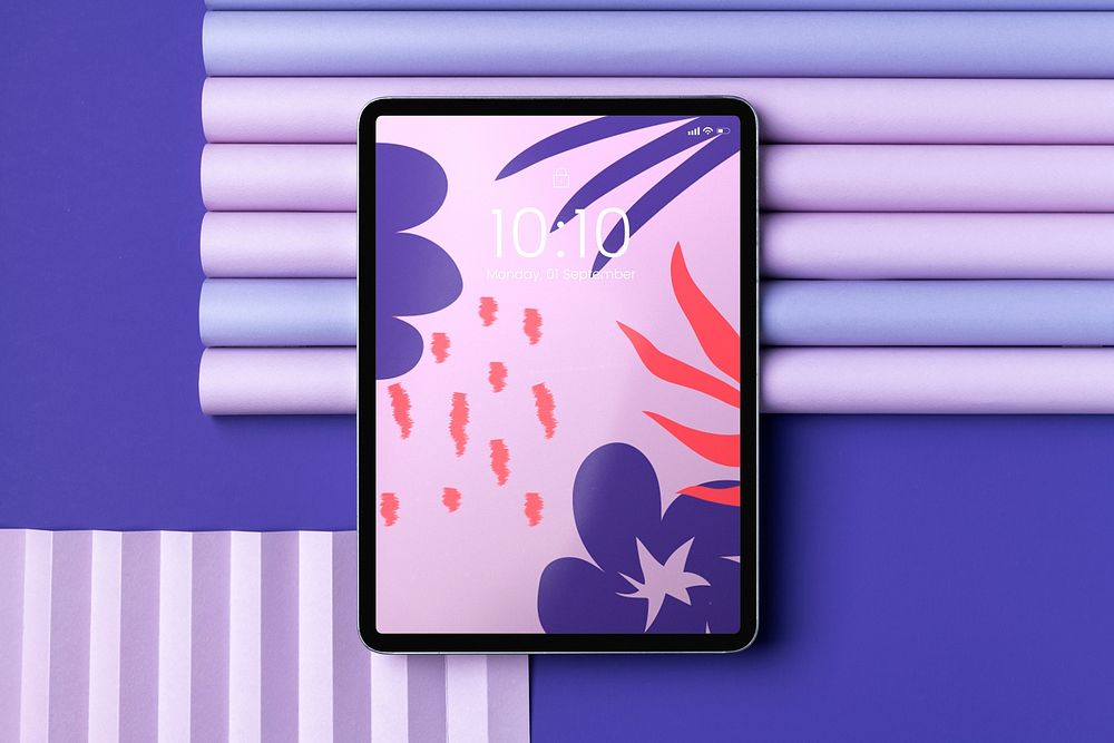 Tablet screen mockup, digital device with aesthetic design psd