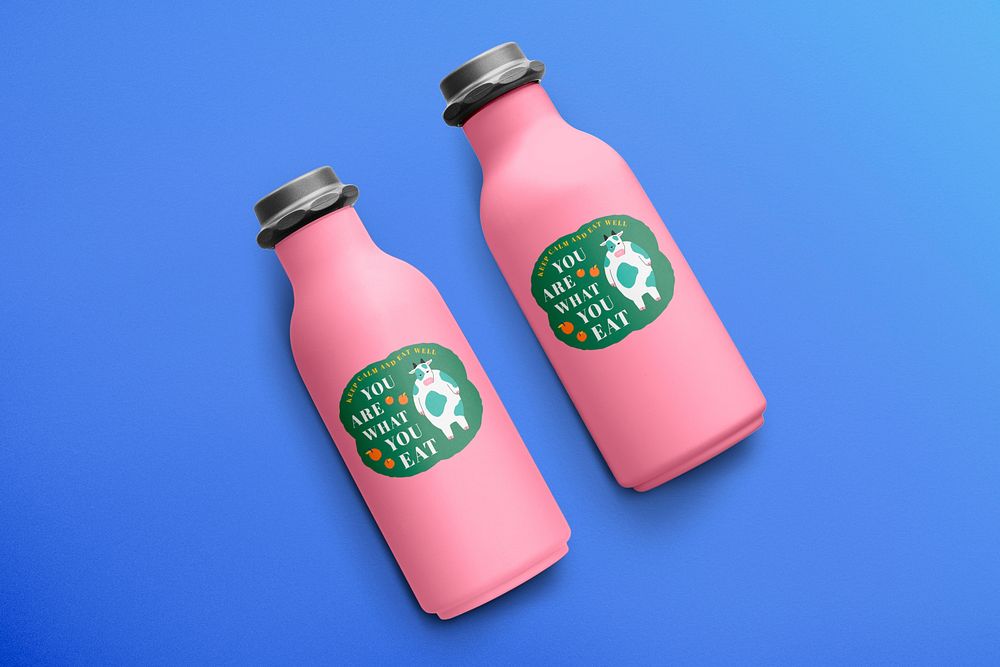 Milk bottle mockup, sustainable dairy product packaging psd
