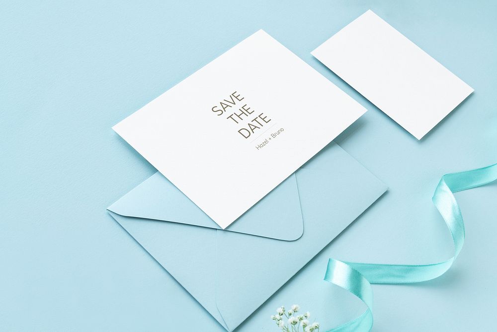 Card template mockup on a blue background