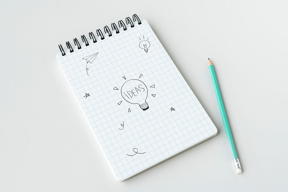 Light bulb on a notebook mockup